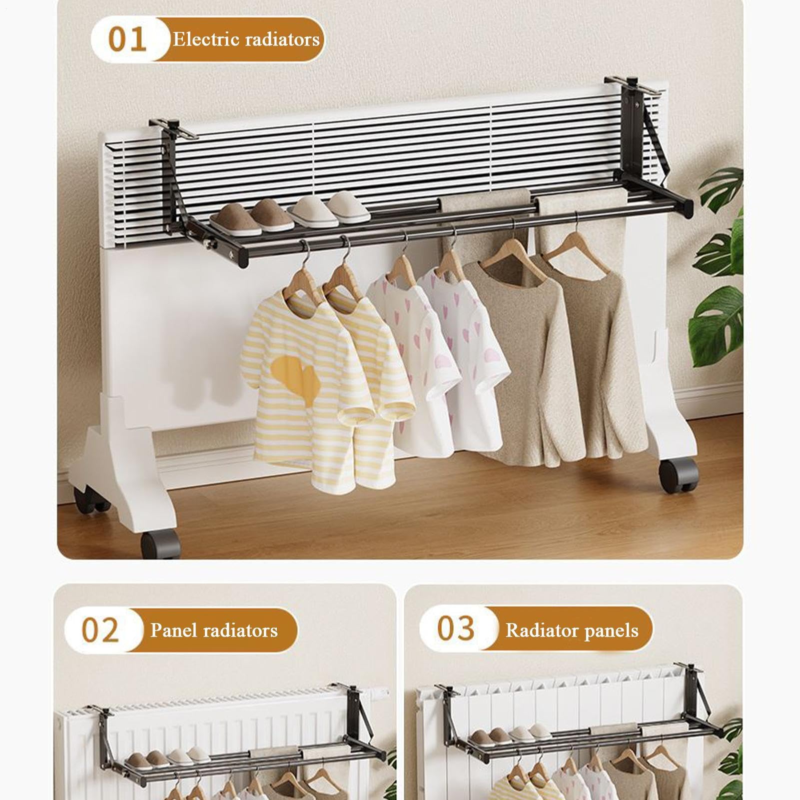 Séchoir à Vêtements Organisateur Porte-Accessoires Multifonctionnel sans | Barre À Serviettes Pour Radiateurs Pour Maison Dortoir Hôtel Restaurant Appartement Vêtements Peignoir Manteau