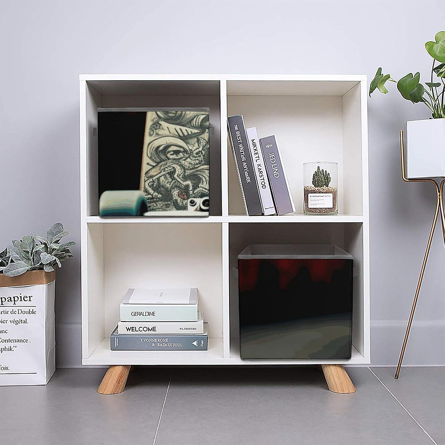 Storage Bins Skate Boards Storage Boxes with Double Handles Storage Cube Organizer for Clothes Foldable Closet Organizers Storage Containers for Shelves 10.6 Inch