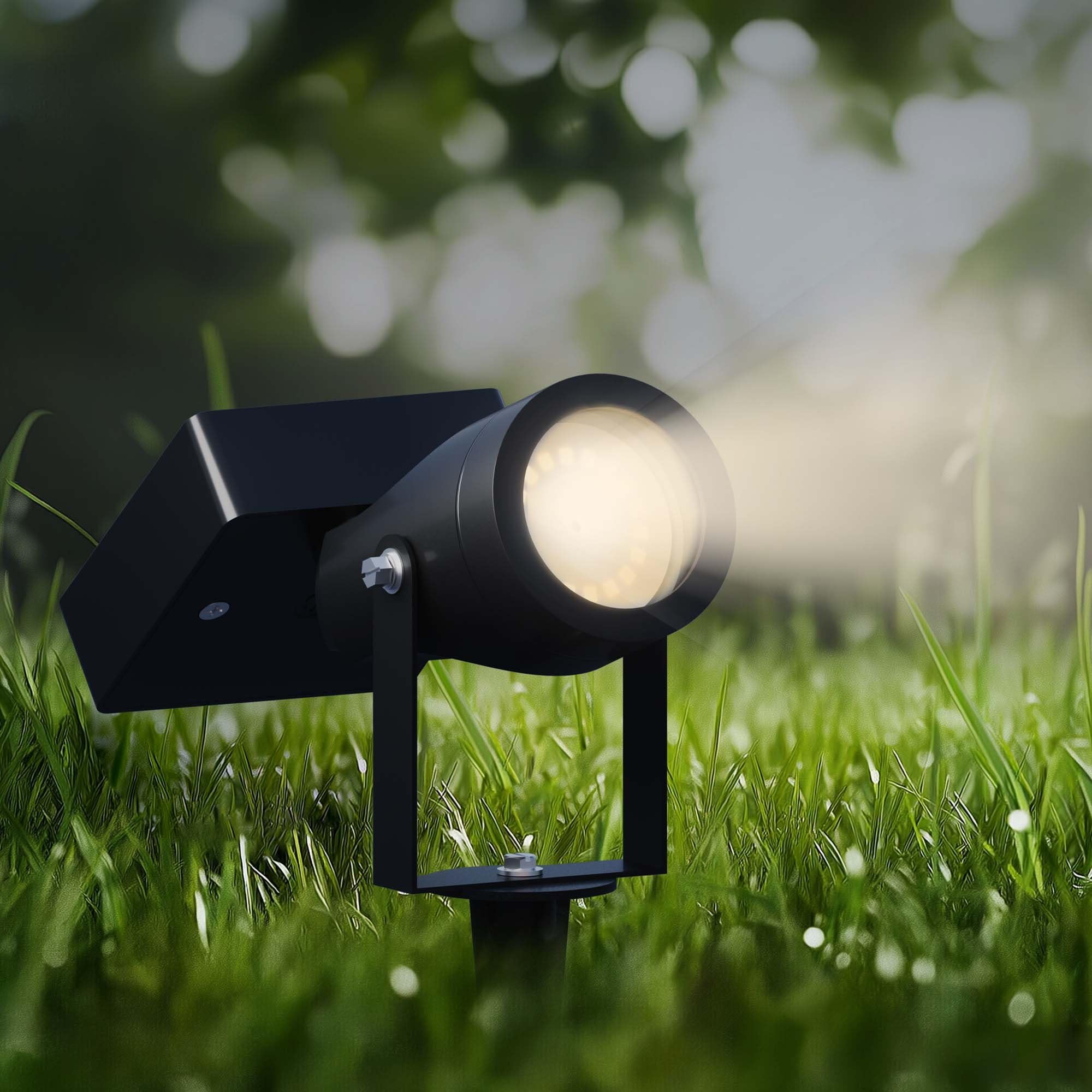 Ledvion 2er Set Gartenstrahler mit Erdspieß IP44 1W 3000K GU10 | Kabellose Akzentbeleuchtung fuer Garten Terrasse Einfahrt Wege und Beete