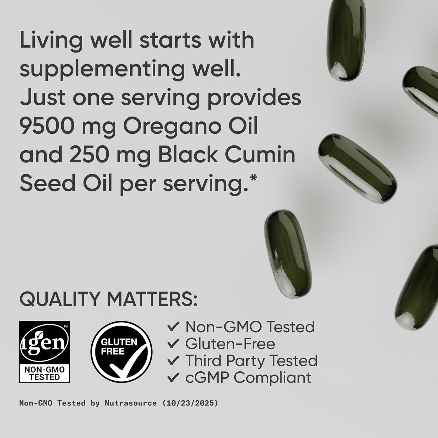 Sports Research® Oil of Oregano 9500mg w/Black Seed Oil & Coconut MCT Oil - Antioxidant Combination Supplement Rich in Thymoquinone & Carvacrol - Gluten Free · Non-GMO - 60 Softgels