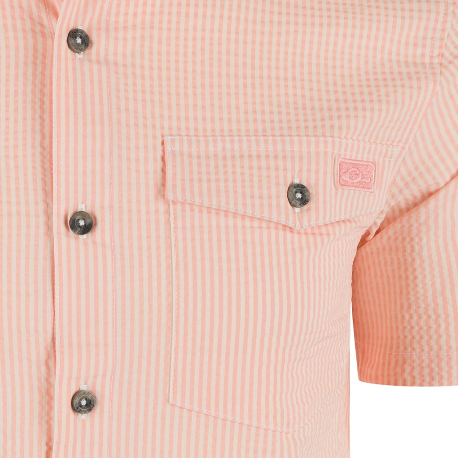 Drake Waterfowl Men's Frat Seersucker Striped Button-Down Short Sleeve Shirt - Quick-Drying Fabric, UPF 30 Sun Protection
