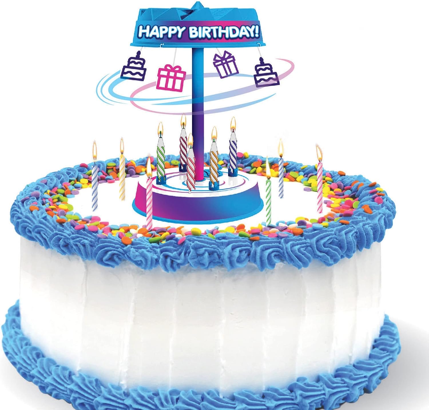 BEST PARTY EVER! Spincredible Candle, Singing Candle-Powered Spinning Cake Topper, Reusable Birthday Candle, Fits Any Size Cake, Great for Birthdays, 1 Count