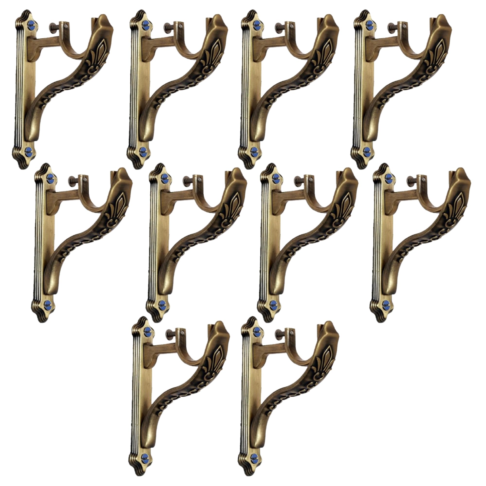 Arena Heavy Designer Brass Antique Curtain Holder | Parda Holder for Door and Window 1 Inch Rod Curtain Brackets Set ( Pack of 10)-picture-26