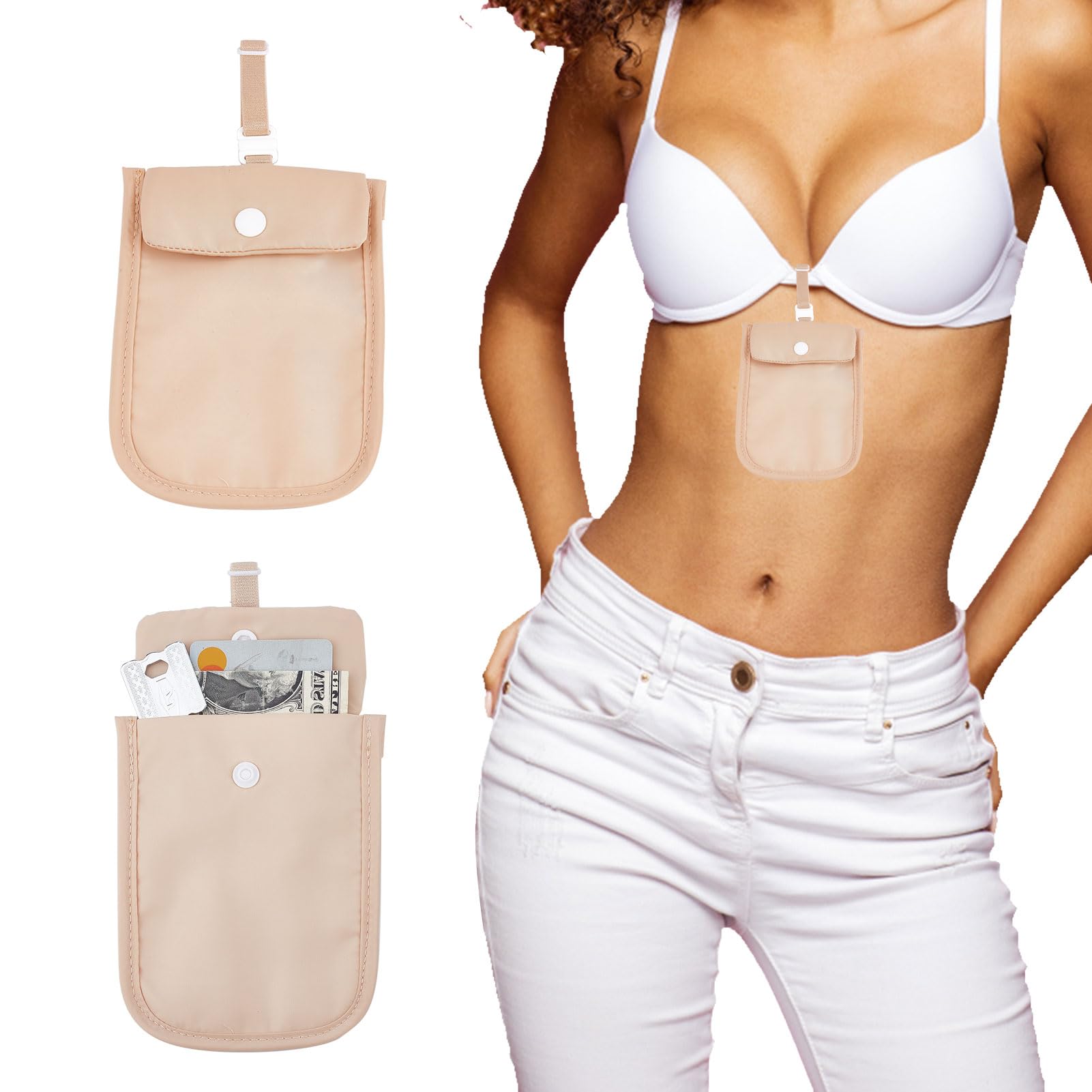 Portafoglio Reggiseno Antifurto Per Viaggi - Tasca Nascosta Per Carte E Contanti - Foto 7