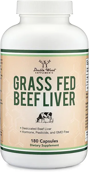 Beef Liver Capsules (1,000mg of Grass Fed, Desiccated Beef Liver per Serving, 180 Capsules, 3 Month Supply) Supplement for Digestion, Immune Health, Energy, and Wellness by Double Wood