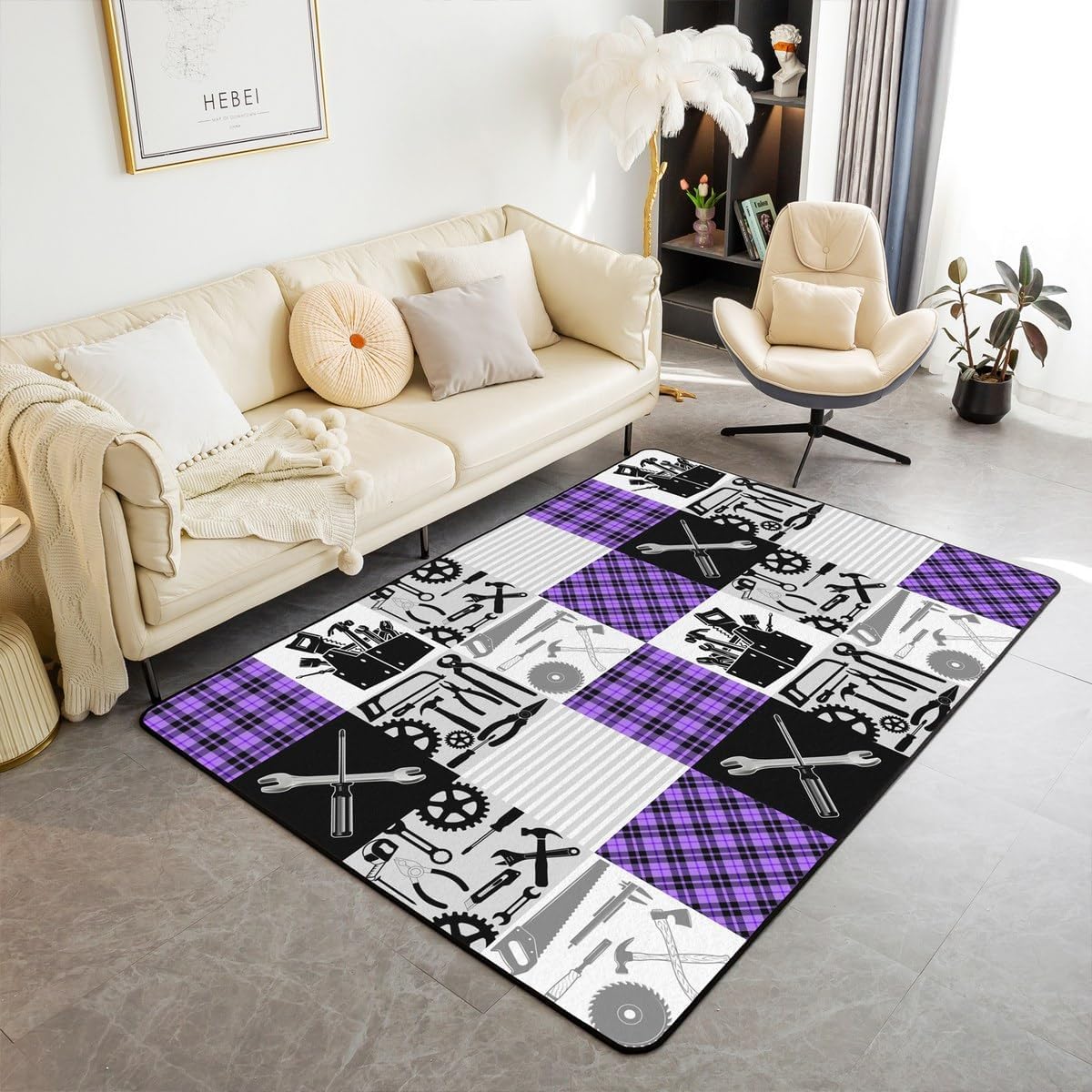 Tapis de chambre 3D à rayures géométriques pour décorer votre salon