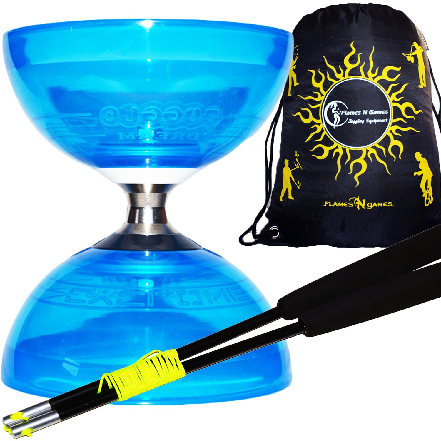 Juggle Dream Cyclone Quartz Pro Diabolo Set Blue Triple Ball