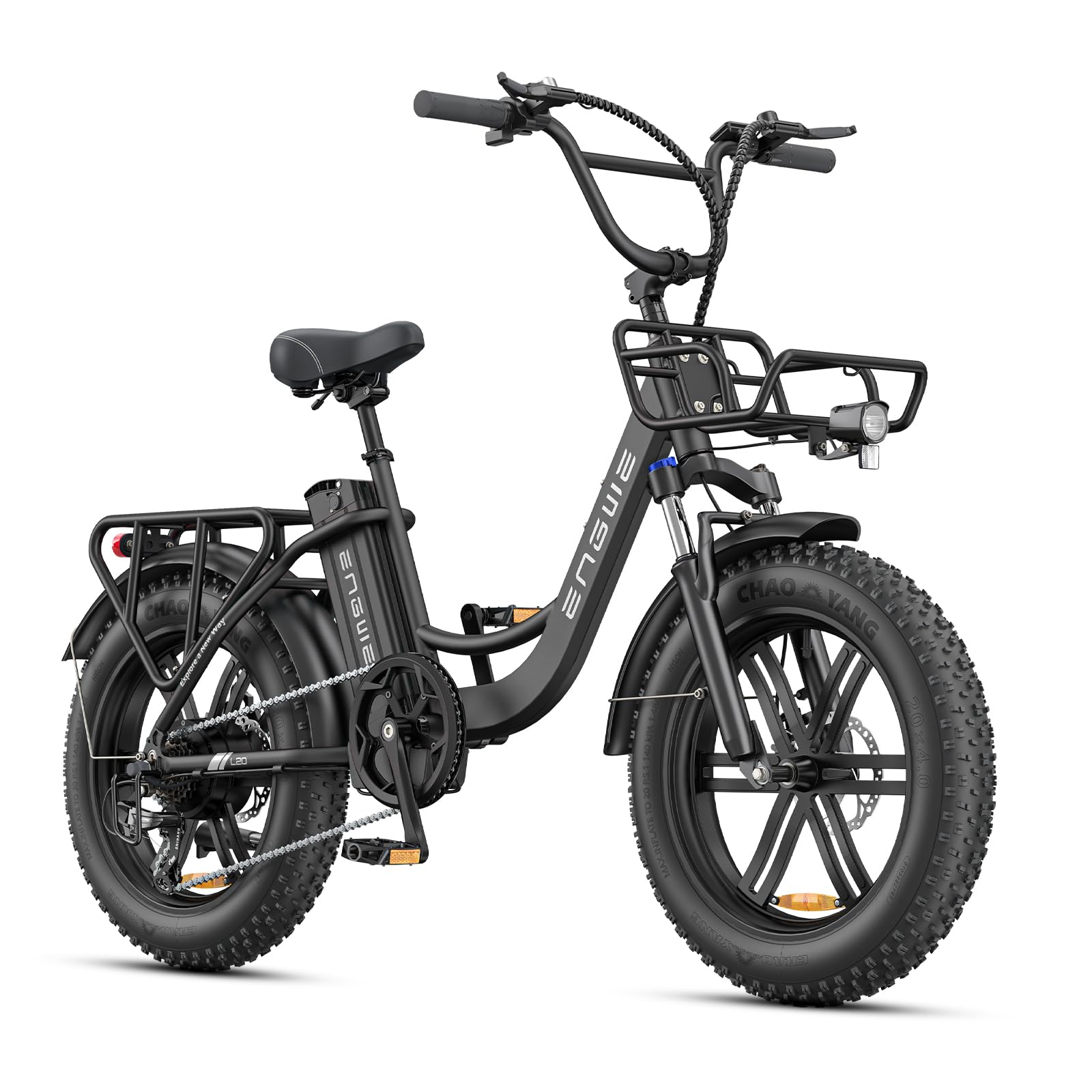ENGWE L20 Boost Elektrofahrrad für Erwachsene, herausnehmbarer Akku mit 48V 13Ah, Reichweite bis zu 126KM, 20×4,0 Fat-Reifen, 7 Gänge Ebike