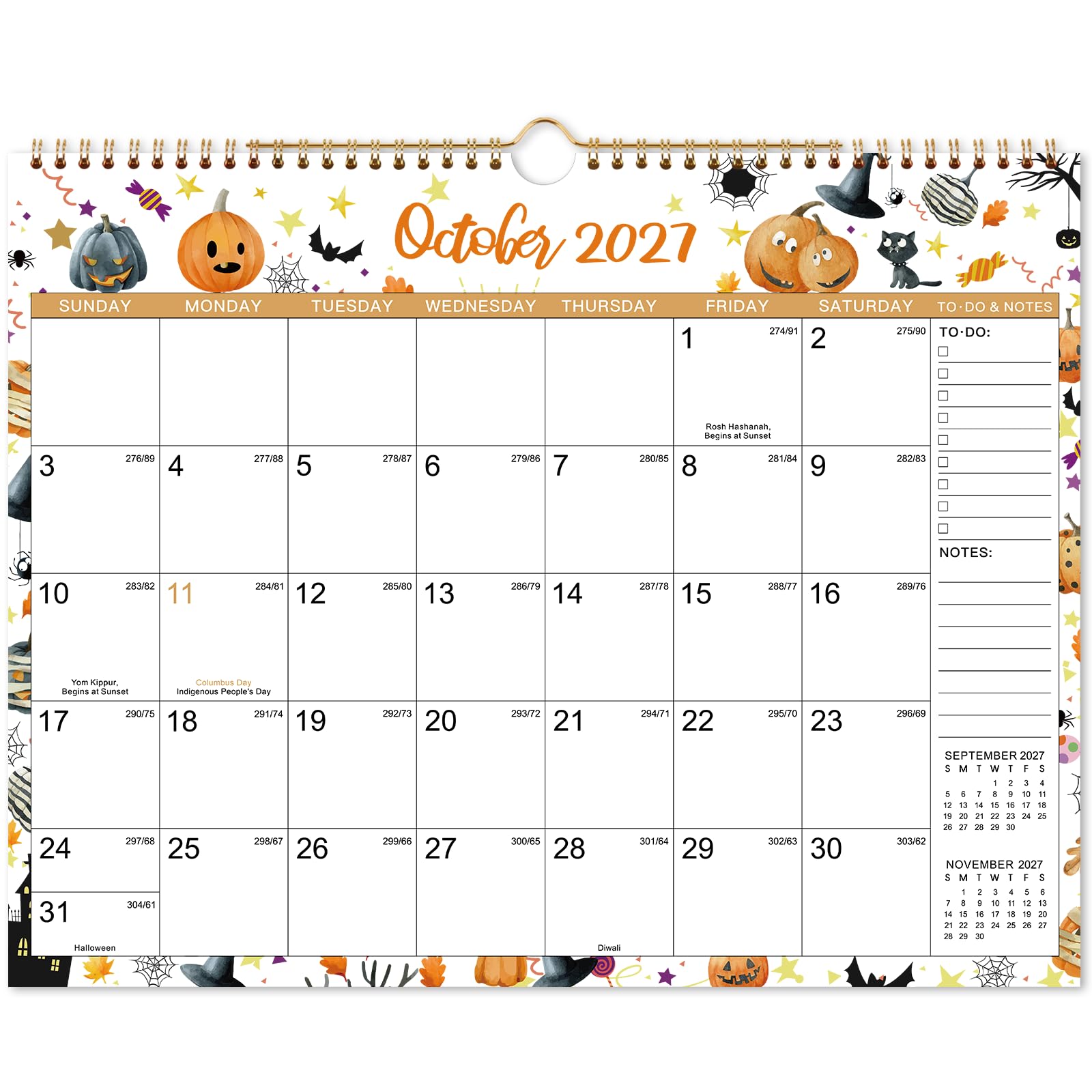 Kalender 2026 - Wandkalender 2026, Wandkalender 12 Monate, Januar 2026 - Dezember 2026, 38,1 x 29,2 cm, Doppeldrahtbindung + Haken zum Aufhängen + dickes Papier + Julianische Daten - Floral