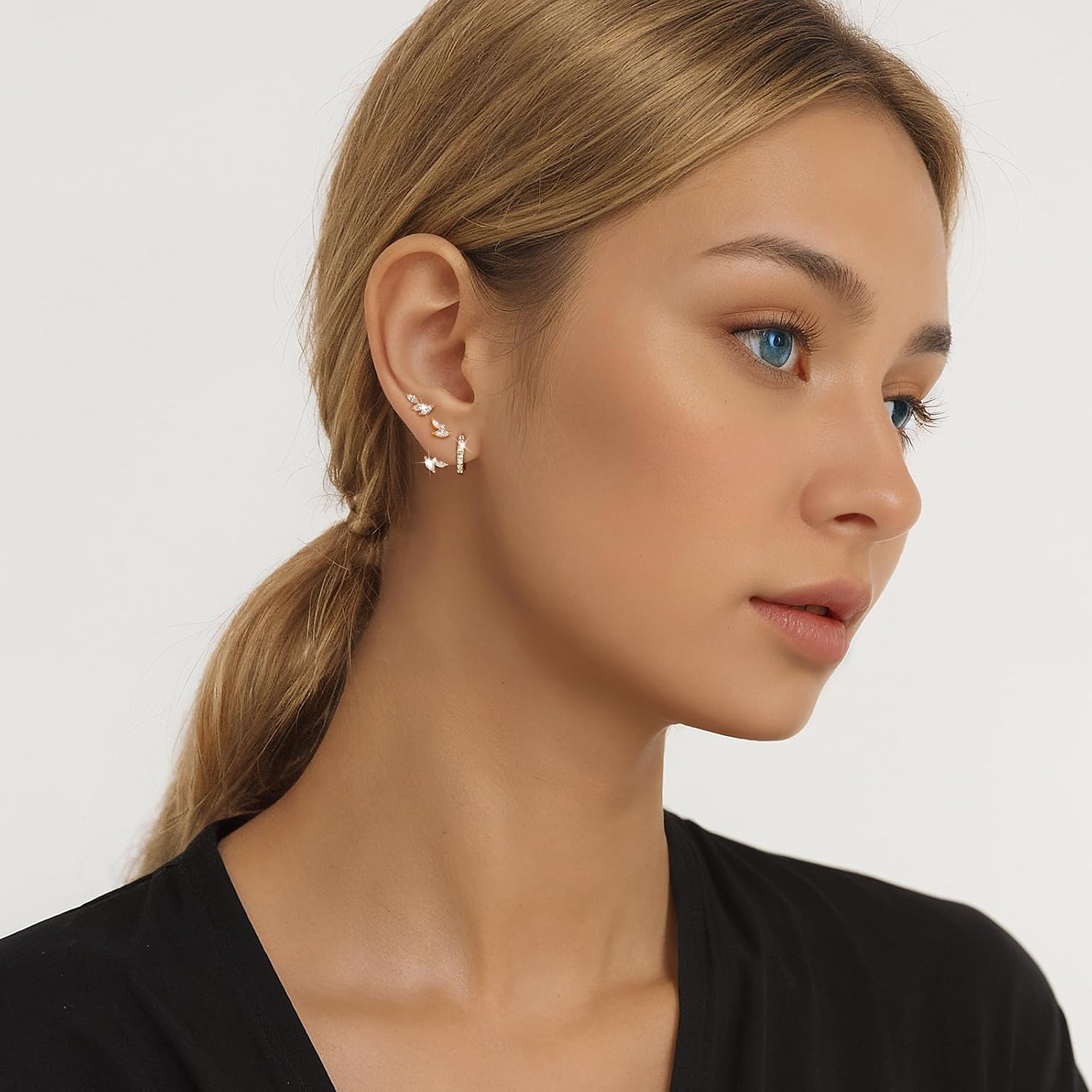 925 Sterling Silver Earrings Set for Women, 3 Pairs Hypoallergenic Earring Set for Sensitive Ears, Multiple styles and Easy to Put On, Comfortable to Sleep for Long Wear