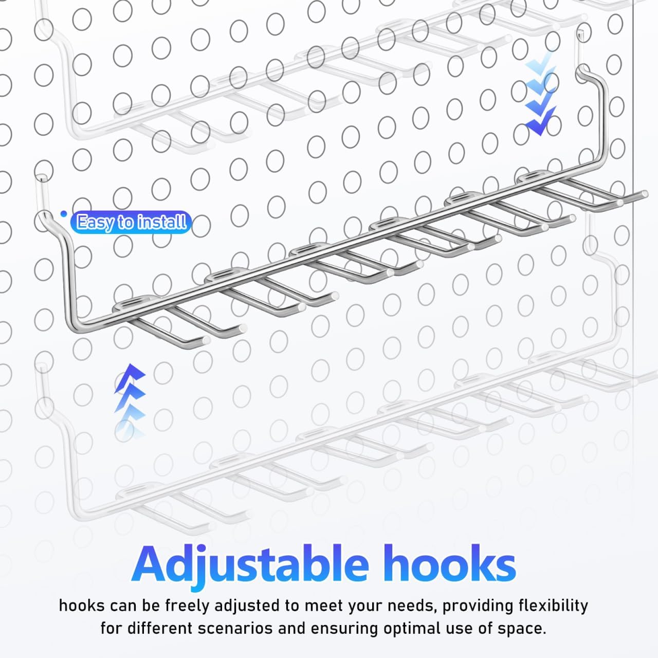 PRETYZOOM 2Pcs Multi-Prong Pegboard Accessories Organizer Kit, Tool Storage Hooks for Workshop Various Tools Home, Garage, Craft Hanger System Organization Wall Attachments