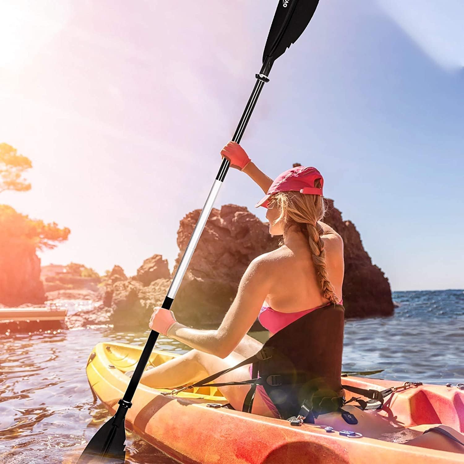 Overmont Remos Aluminio Doble Convertibles en uno 3 Angulos Ajustables Anti-sumergido 222cm para Sup Kayak