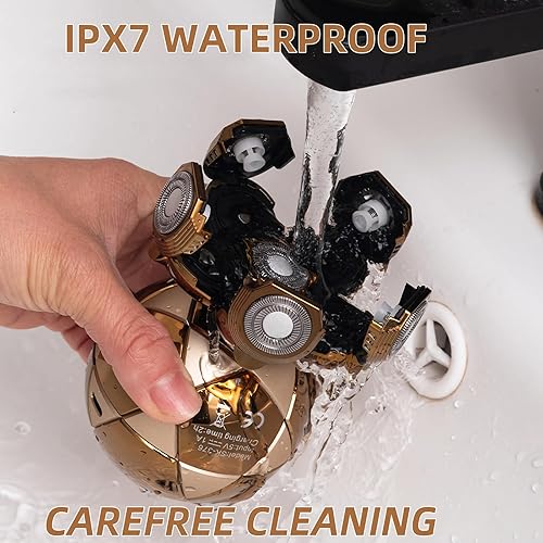 Miniatura 5 de Afeitadora eléctrica 6D para hombres, afeitadora giratoria impermeable IPX7 para mojadoseco, afeitadora recargable inalámbrica, kit de aseo 6 en 1