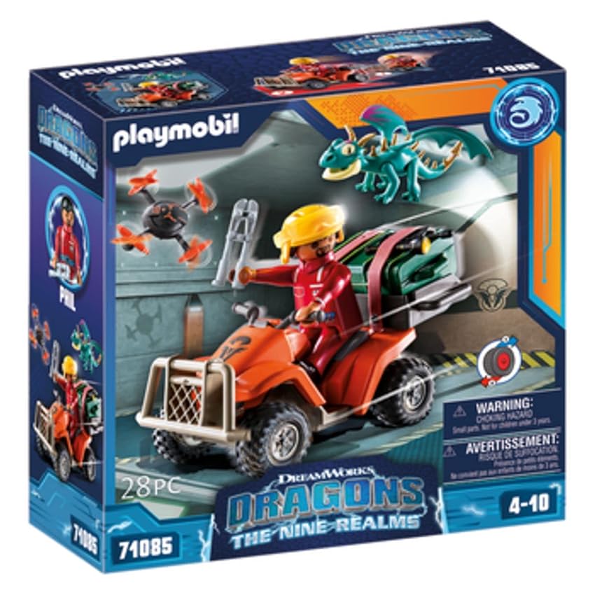 PLAYMOBIL DreamWorks Dragons 71085 Dragons, The Nine Realms, Icaris Quad & Phil, Personaggio di Dragons, Drago Giocattolo e Quad, Giocattolo per Bambini dai 4 Anni in su