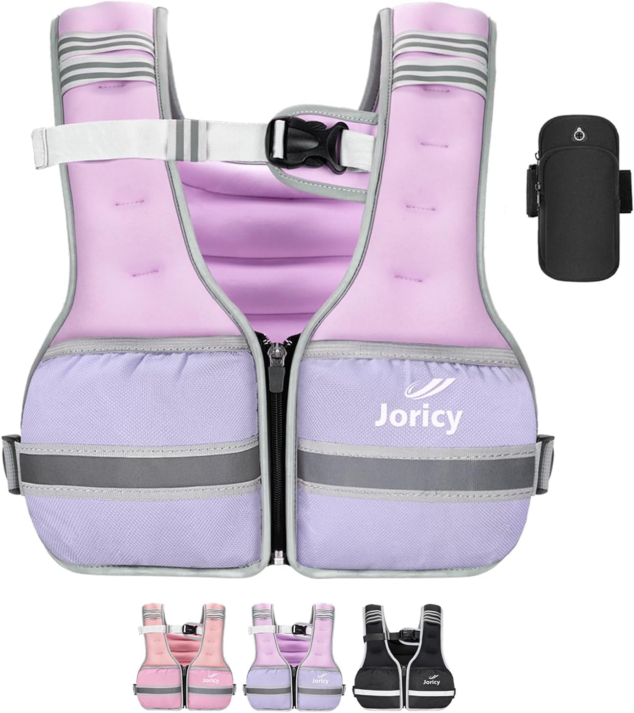 Weighted Vest Woman Men 6lb 8lb 10lb 12lb 14lb 16lb 20lb 25lb 30lb Weight Vest Zipper Front Rucking Vests With Reflective Strips for Walking Running Workout Strength Training Weight Loss Women