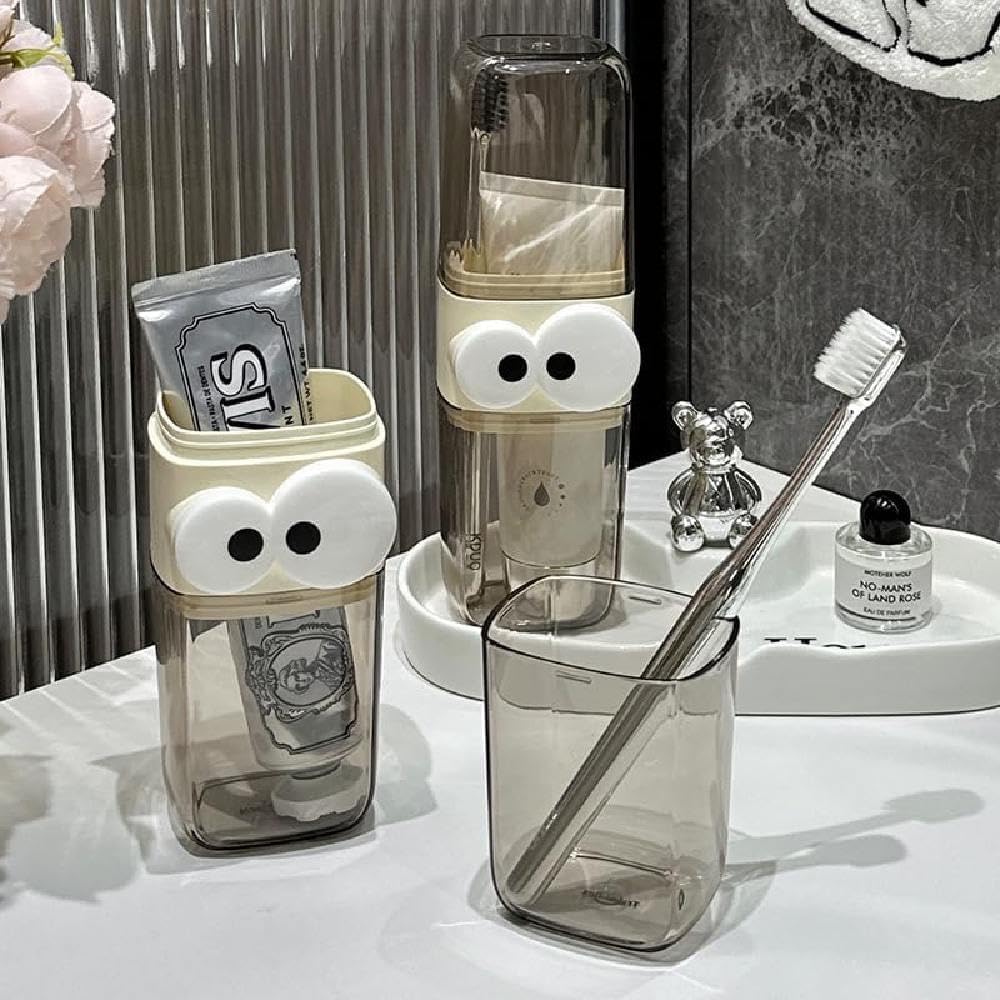 Prostuff.Inยฎ Stylish and Portable Tooth Brush Case Cover Travel Wash Cup, Teeth Cleaning Accessories Storage Suit Holder, Electric Toothbrush High Beauty Three-in-One Travel Gargle Cup 1pcs 4