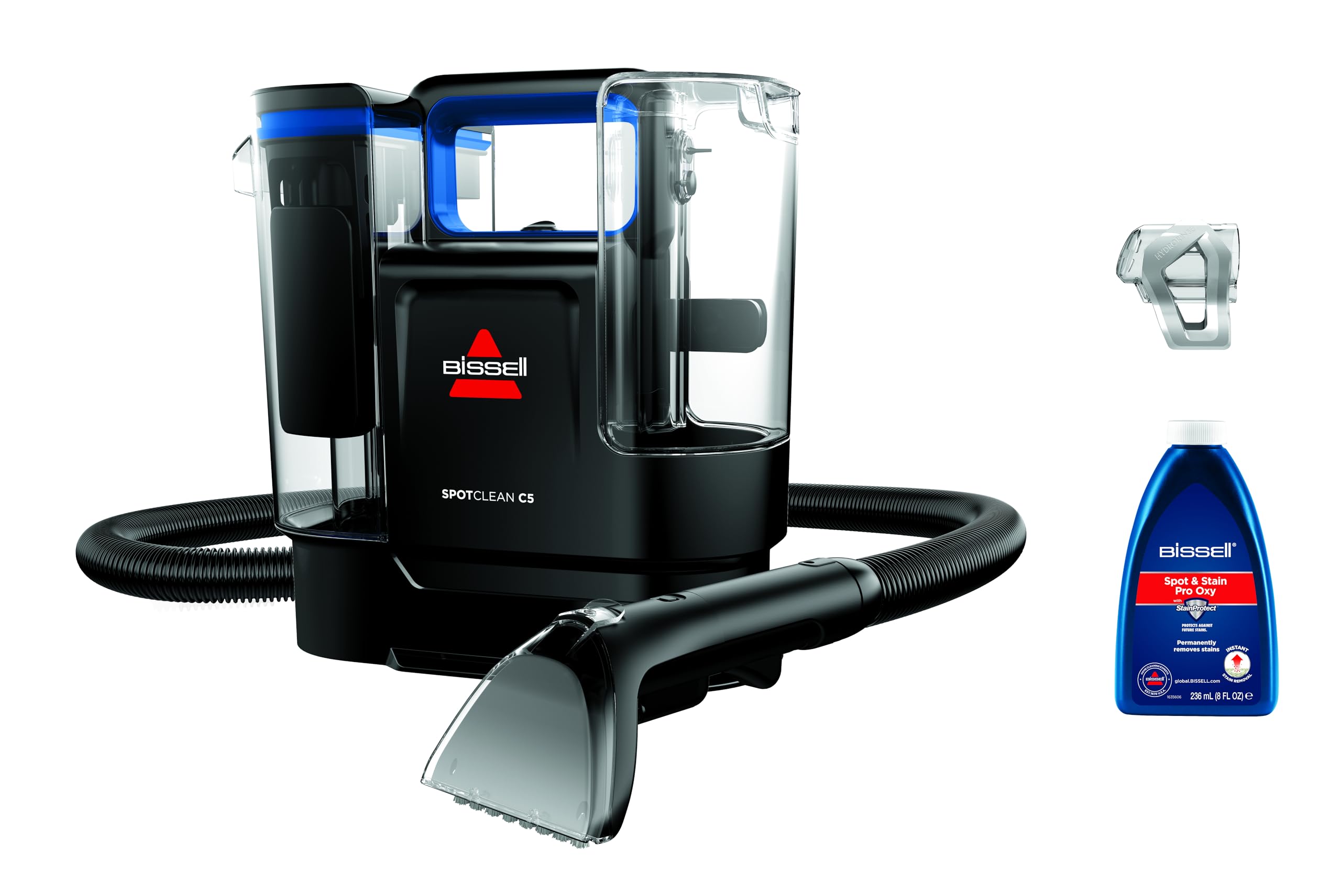 BISSELL Set de SpotClean C5 + Solución de Limpieza Spot & Stain Pro Oxy 1L | Limpiador de Manchas & Suelos | Para Alfombras, Muebles Tapizados, Interiores de Vehículos y Más | 3861N + 20383