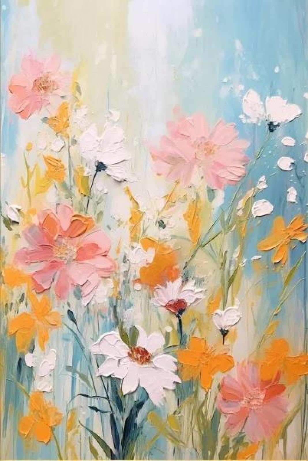 Cuadro abstracto de flores para sala de estar, póster minimalista floral verde A2 de 40x60cm 6