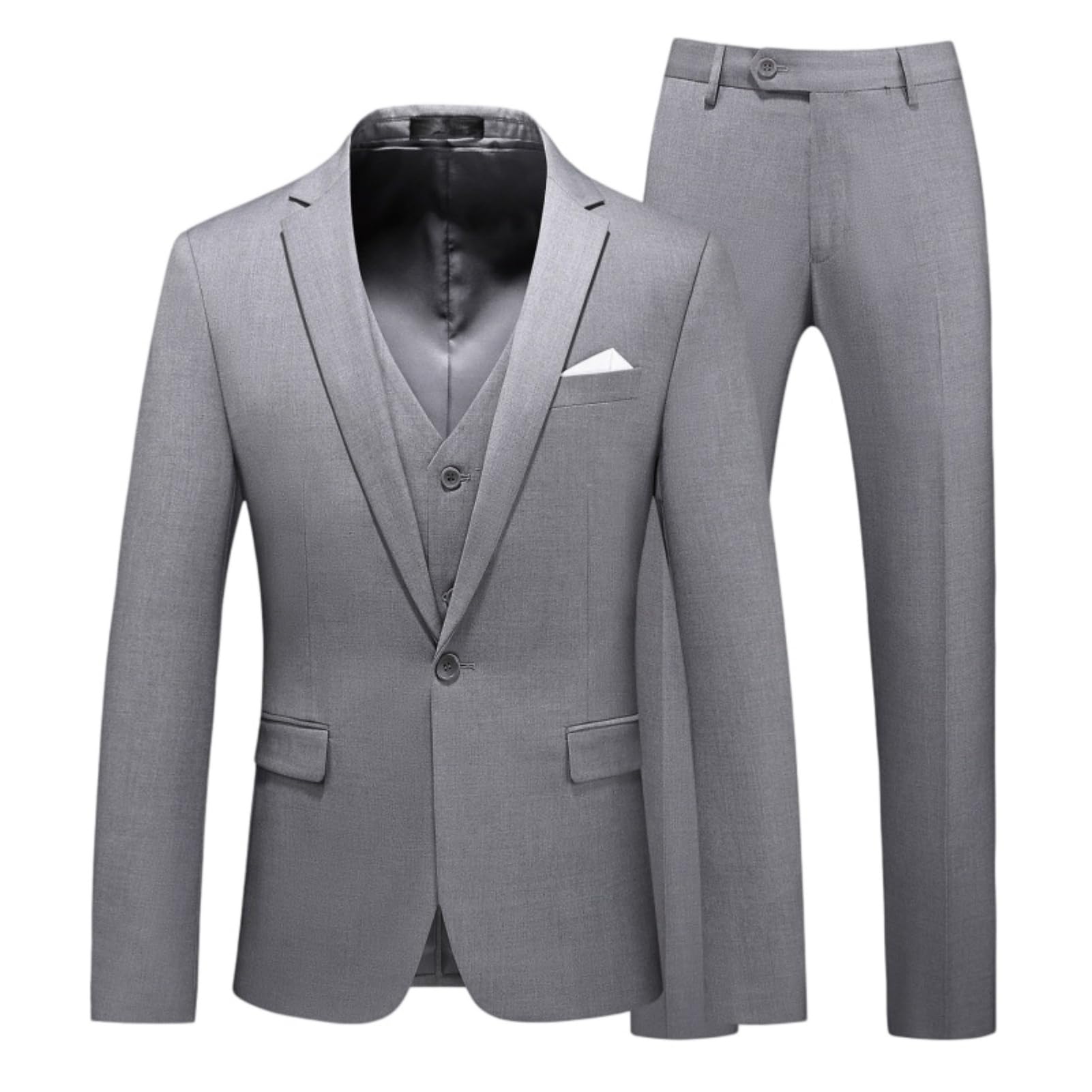 Męski jednolity kolor 3-częściowy smoking wieczorowy slim fit 1-guzik wycięcie klapa