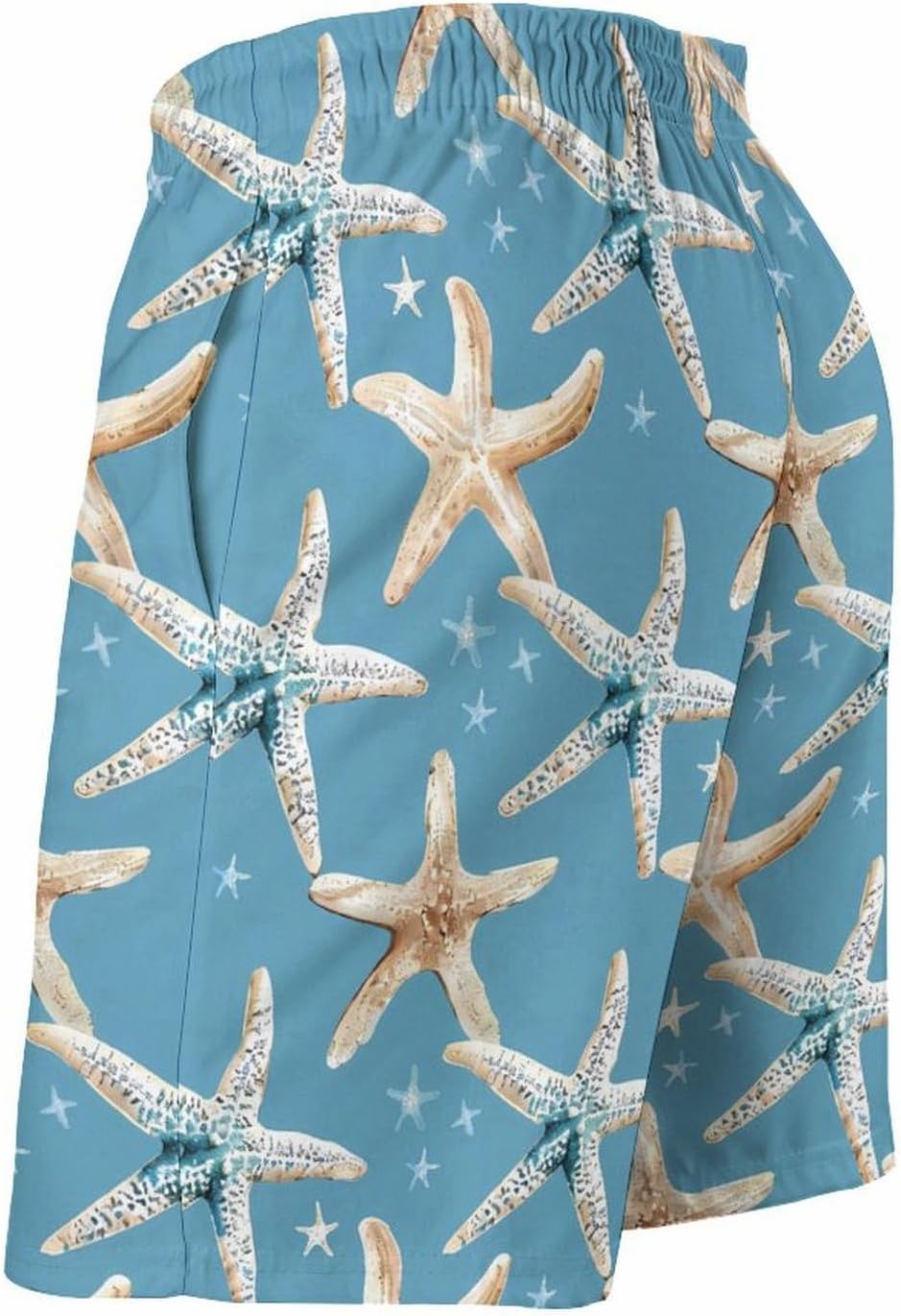 Starfish Shell Casual Men's Swim Trunks Novelty Summer Beach Shorts Swimwear with Pocket