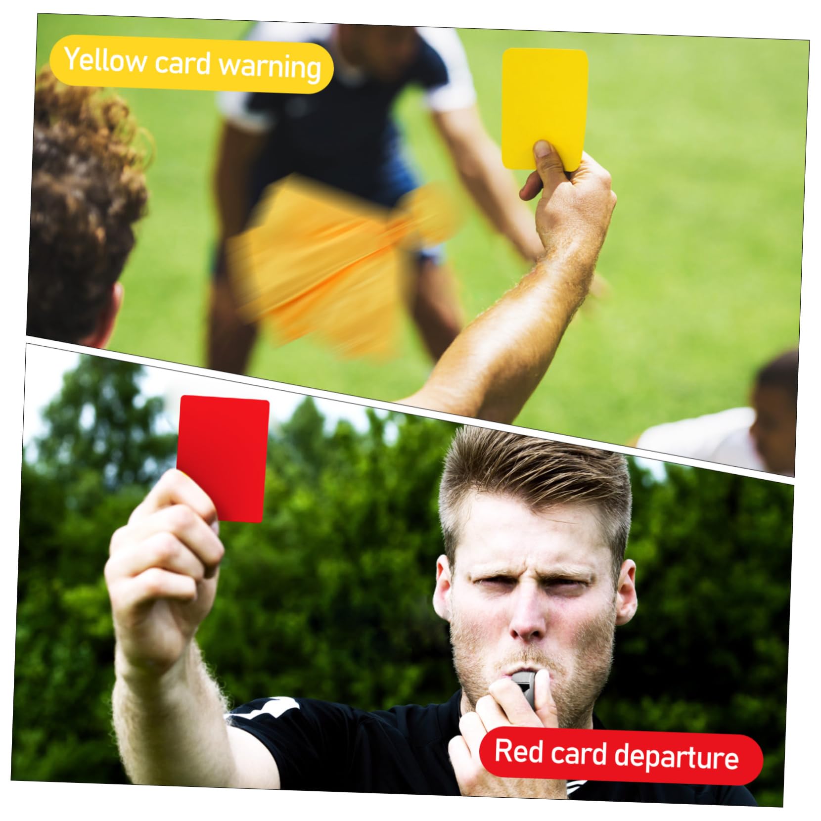 BESTonZON 3 Sätze Schiedsrichterflagge Pfeife Schiedsrichterfahne rote Flagge Schiedsrichterkarten Fußball-Straffahnen gelb Beamte Fußball gelbe rote Karten Schiedsrichter-Strafkarten PVC
