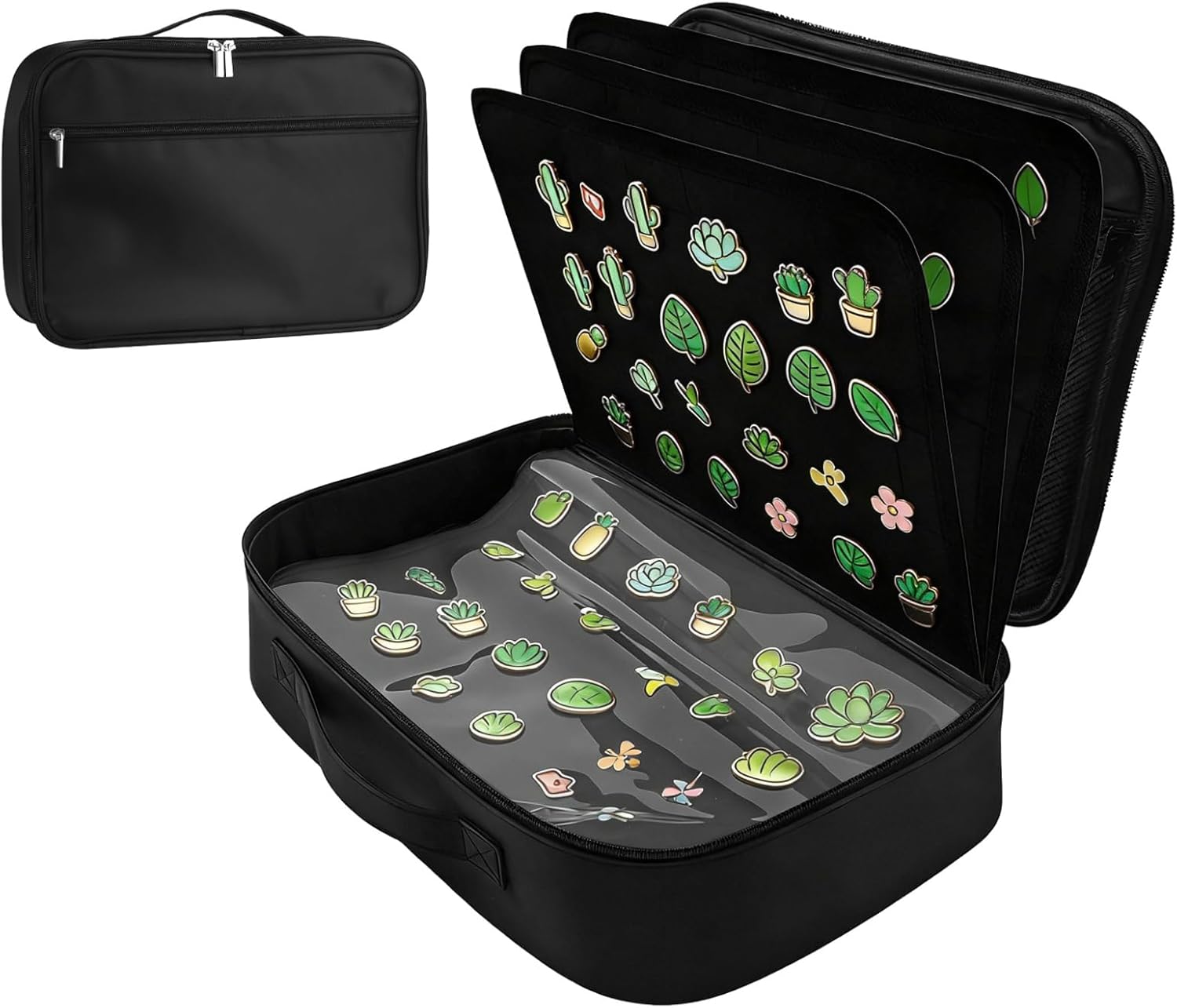 Enamel Pin Display Bag, 12-Page Pin Trading Book, 15 X 3.9 X 9.8 in, Detachable Page, Zipper & Handle, Black for Collectors