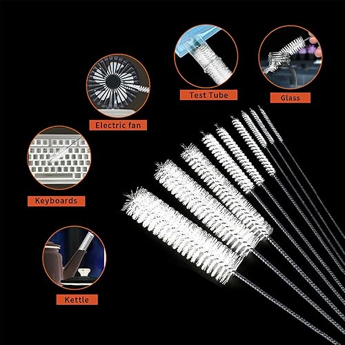 Miniatura 7 de Juego de 10 cepillos de drenaje flexibles para limpiar pajillas, cepillo de limpieza de tubos, cepillo de manguera de acero inoxidable de 61