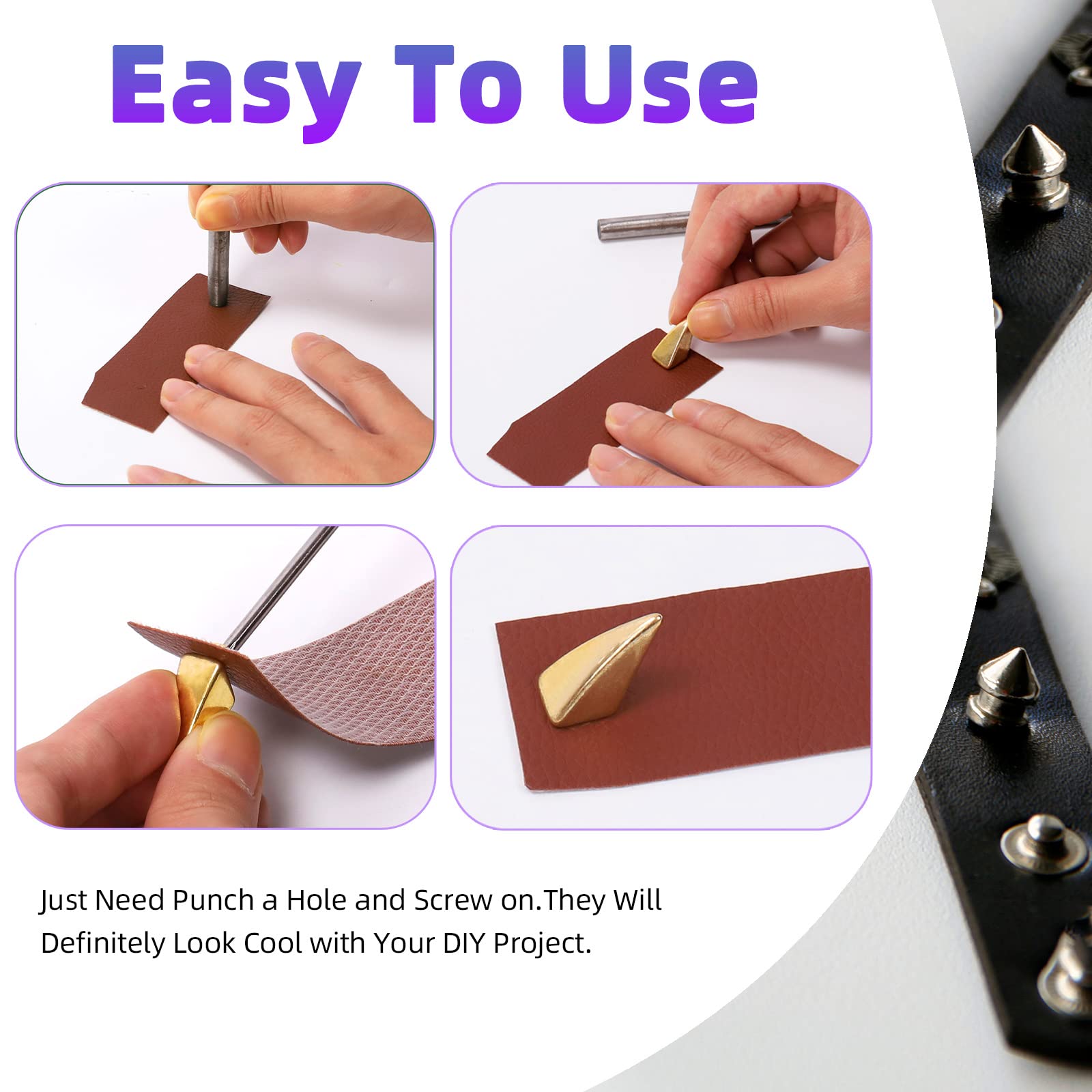 Unique Bargains 100 Ensembles Rivets en Cuir 12 x 12mm Métal avec 3 Outils de Réglage, Ton Or Clair Unique Bargains 100 Ensembles Rivets en Cuir 12 x 12mm Métal avec 3 Outils de Réglage, Ton Or Clair