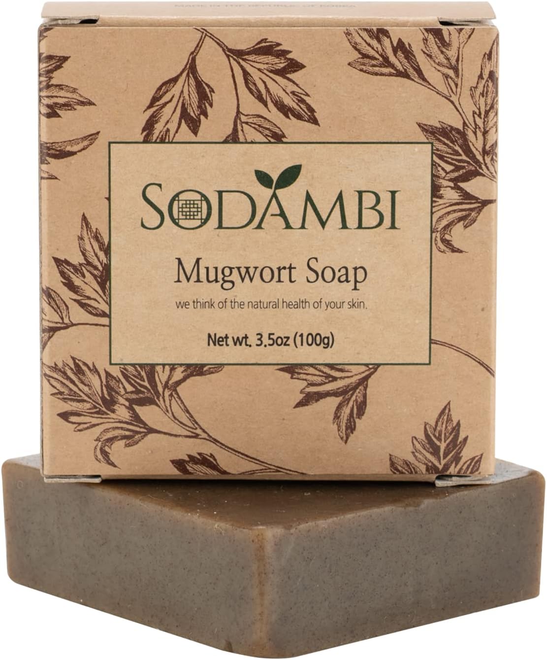 Mugwort Soap Bar – Korean Herbal Cleanser with Vitamins A & C – Moisturizing & Antioxidant Formula for Face & Body – 3.5 oz