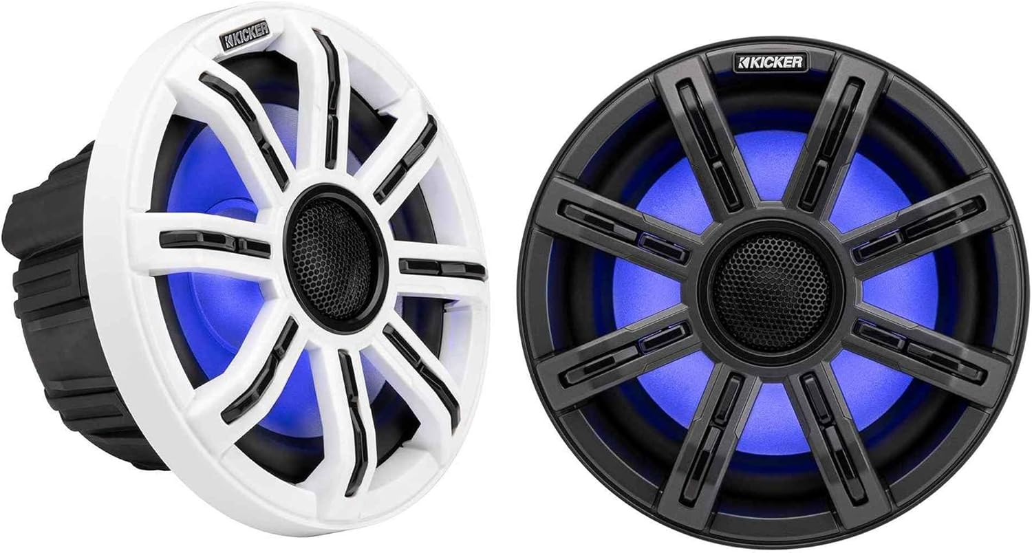 KICKER 51MSC84 - MSC 8-Inch Premium Marine 4-Ohm LED Coaxial System, Pair