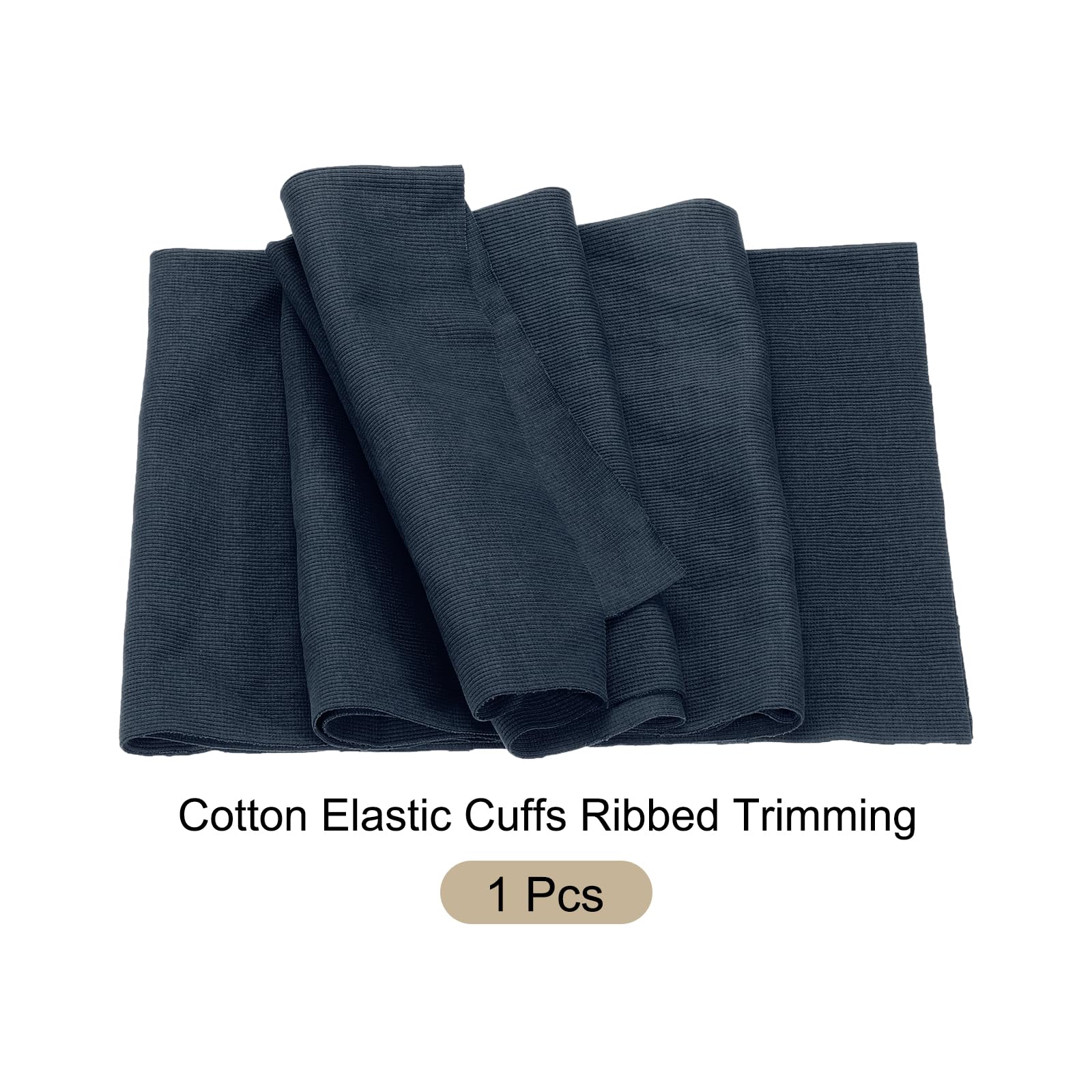 50cm x 1.2m Puños Elásticos con Ribetes Acanalados para Coser Tela de Algodón Banda Elástica de Punto Acanalado, [para Puños, Cintura, Cuello] - Azul Marino