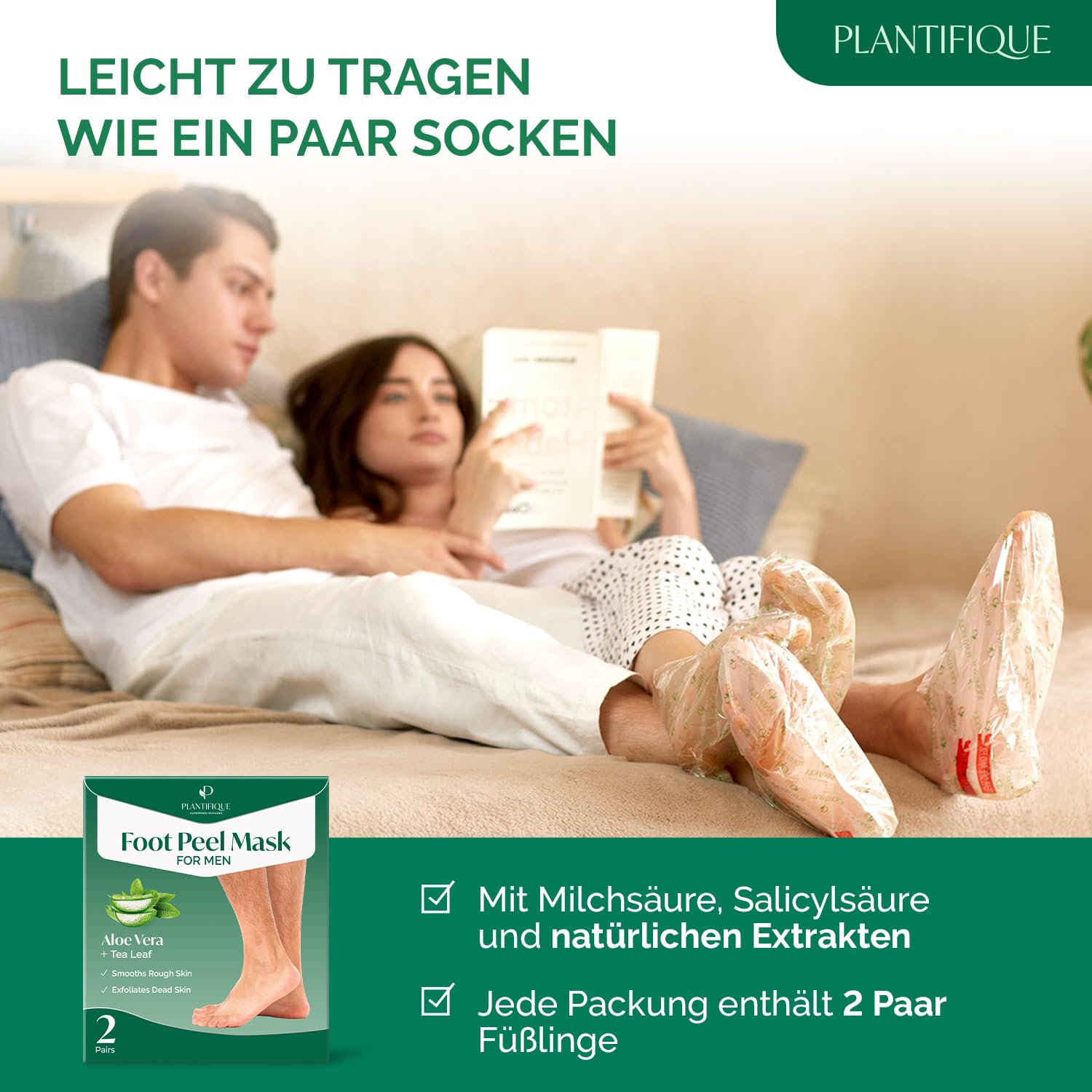 PLANTIFIQUE Maschera Piedi Esfoliante - Trattamento Calli e Duroni, Peeling Piedi Forte - Fragola 2 Paia & Maschera Piedi Esfoliante - Trattamento Calli e Duroni - Uomini 2 Paia