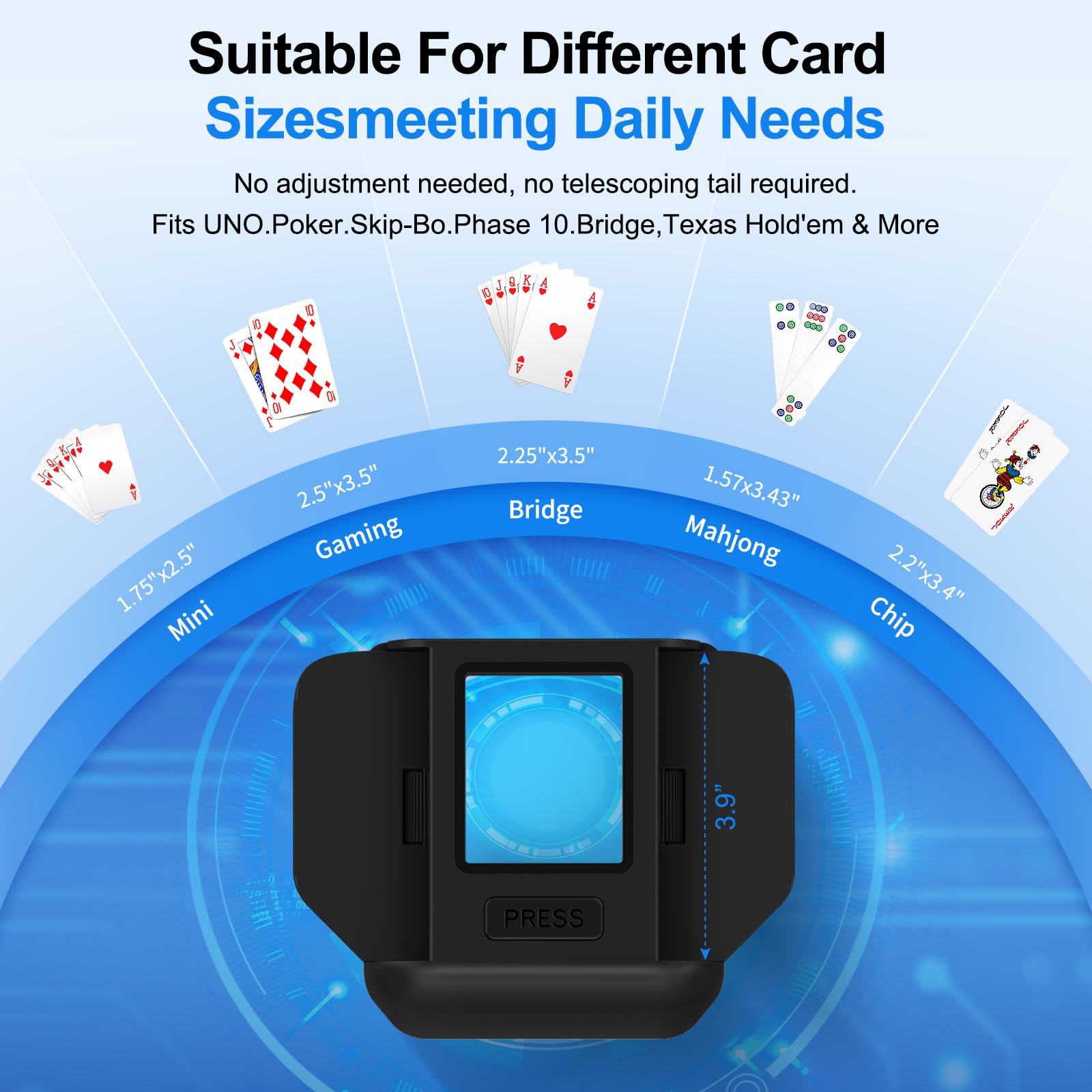 Automatic Card Shuffler|1-2 Deck Electric Card Shuffle Machine|Portable Rechargeable Batteries|for of Poker,Blackjack,UNO,Skip-BO,Phase 10 More Playing Shuffler for Home Game,Travel,Black