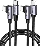 UGREEN Right Angle USB C Cable 6.6FT 2Pack 60W USB C to USB C Charger Cable | PD 3.0 Type C Fast Charging Cord Compatible with iPhone 17 Pro Max, iPhone Air, Galaxy S25 S24 Ultra, iPad Air Mini, MacBook