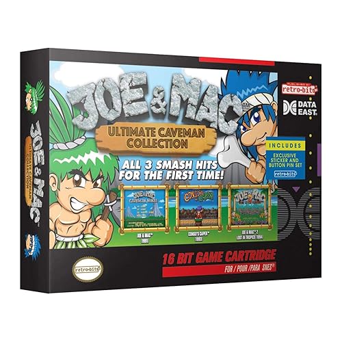 Retro-Bit Joe & Mac Ultimate Caveman Collection Cartridge - 3 Games in 1 for SNESSuper NES