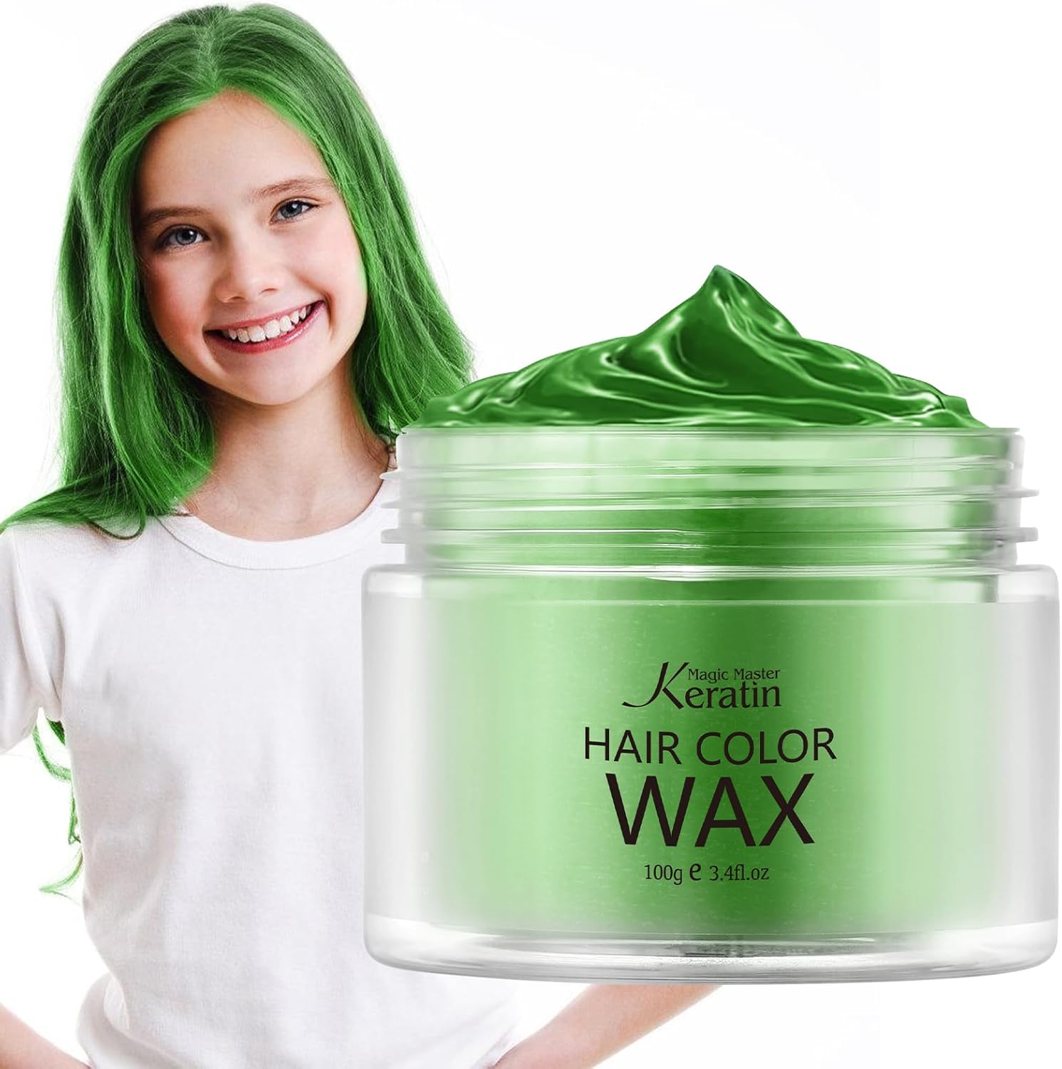 Magic Master Keratin Haarkleurwas, tijdelijk kapsel, crème, instant gekleurde tint voor mannen en vrouwen, party, festival, cosplay (smaragd groen)