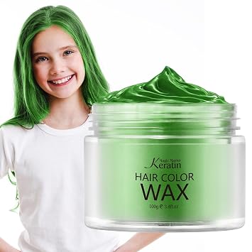 Temporary Hair Color Wax,Hair Color Dye for Color Treated Hair Natural Styling Instant Kids Mud Cream Gel 3.4 Fl Oz Girl Gifts,Party,Cosplay, ChildEmerald Green
