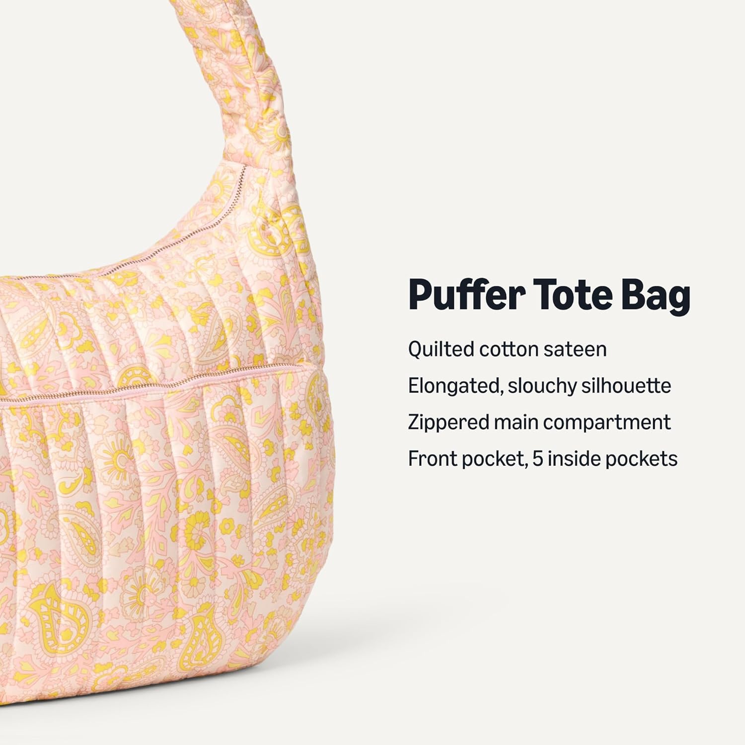 Amazon Essentials x Sofia Grainge Women's Quilted Shoulder Tote Bag with Zipper