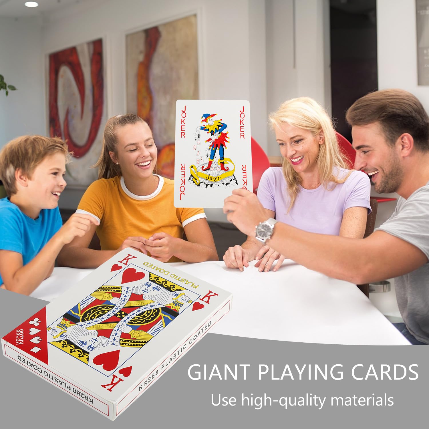 wellrun Gigantic Playing Cards-Oversized,Easy to Read, Waterproof Full Set 52 Card Deck for Family,Party Games,Garden Fun, BBQs - Image 4