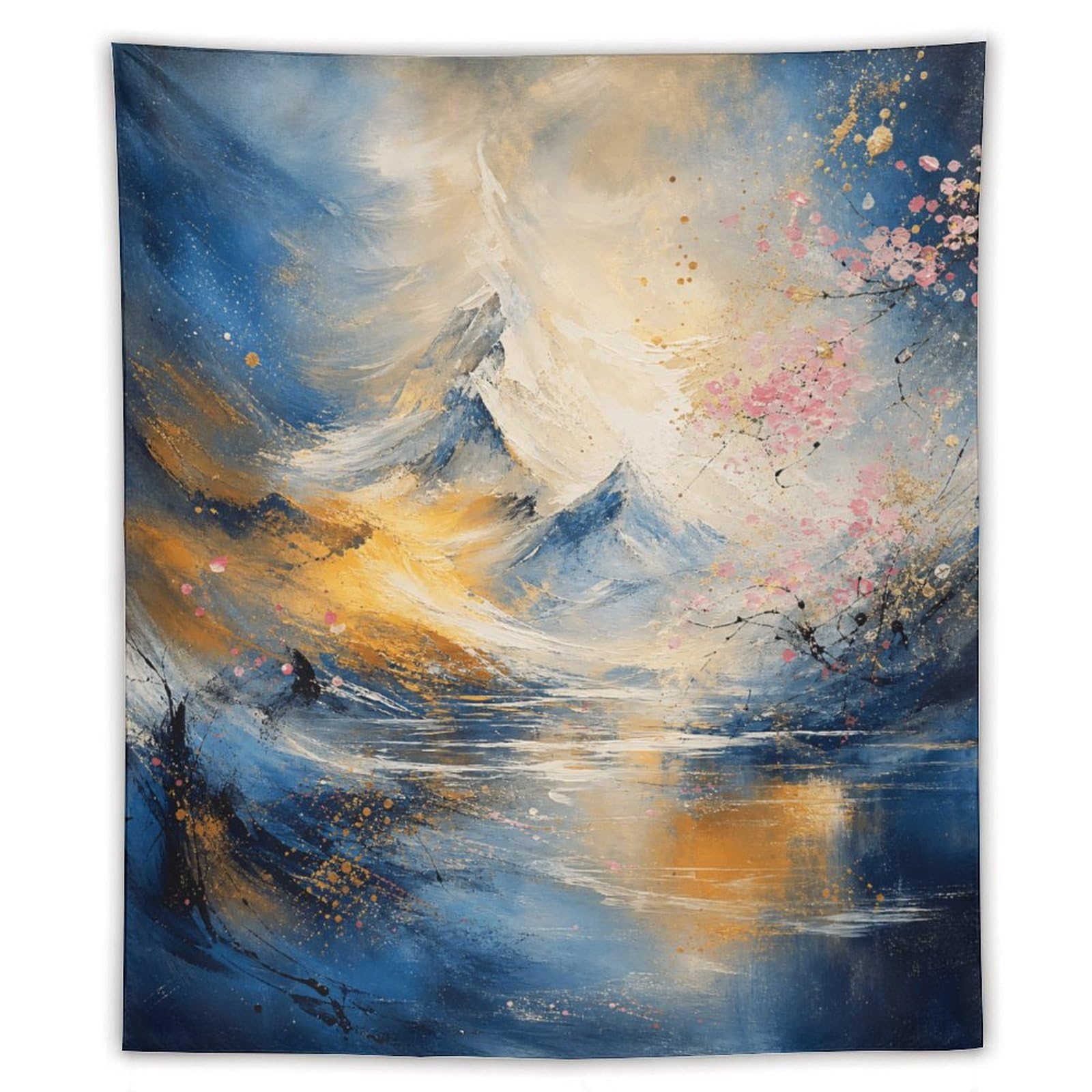 W7C8U2X3 Abstract Wave Landscape Wall Tapestry, Geometric Art, Bedroom