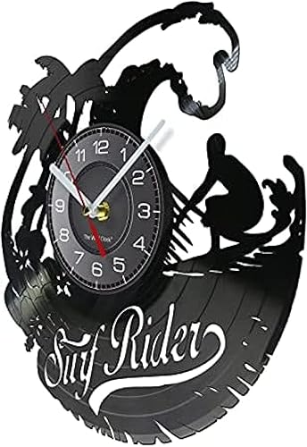 Miniatura 2 de Reloj de vinilo de 11.8 in para surf Rider de vinilo LP, reloj de pared, tabla de surf, verano, playa, manualidades, discoteca, decoración, reloj