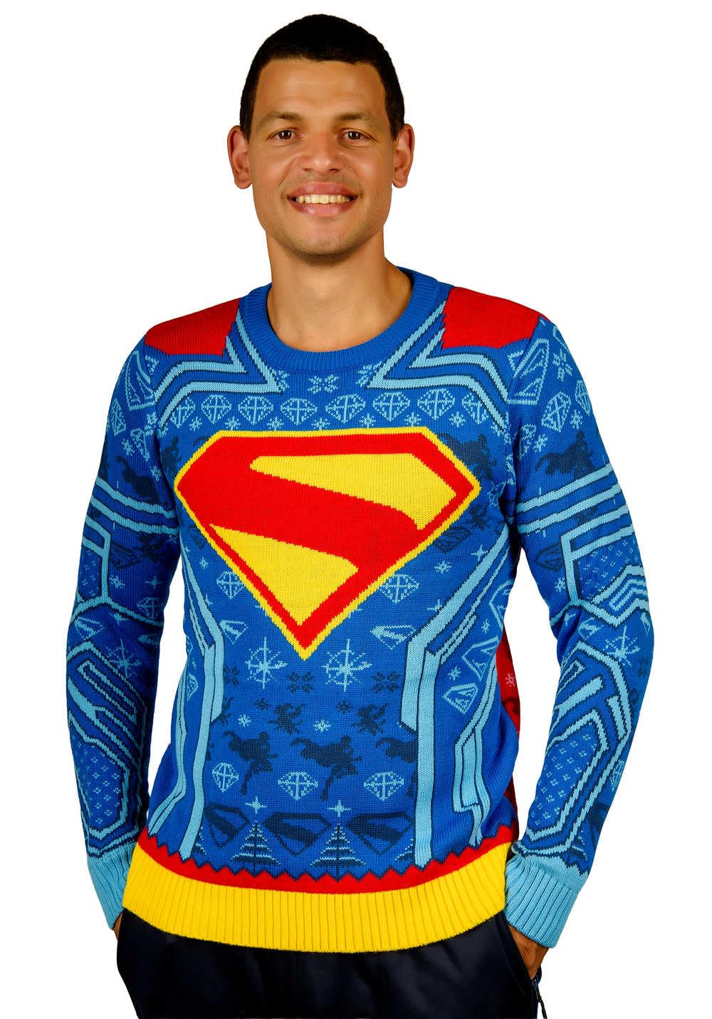 AAA Merchandise Superman: 2025 Christmas Jumper (UK, Alpha, 3XL, Regular, Regular) Blue