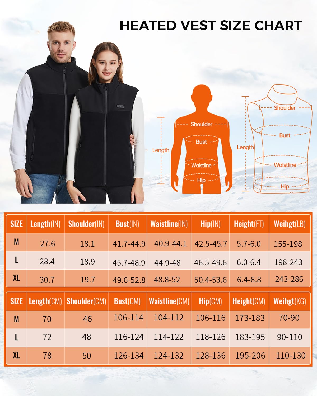 Chaleco Calefactable para Hombre Mujer,Chaqueta Calefactable con 10000mah Bateria 3 Niveles de Temperatura,13 Zonas de Calefacción,Tamaño Ajustable, Eléctrico Chaleco Térmico para el Invierno