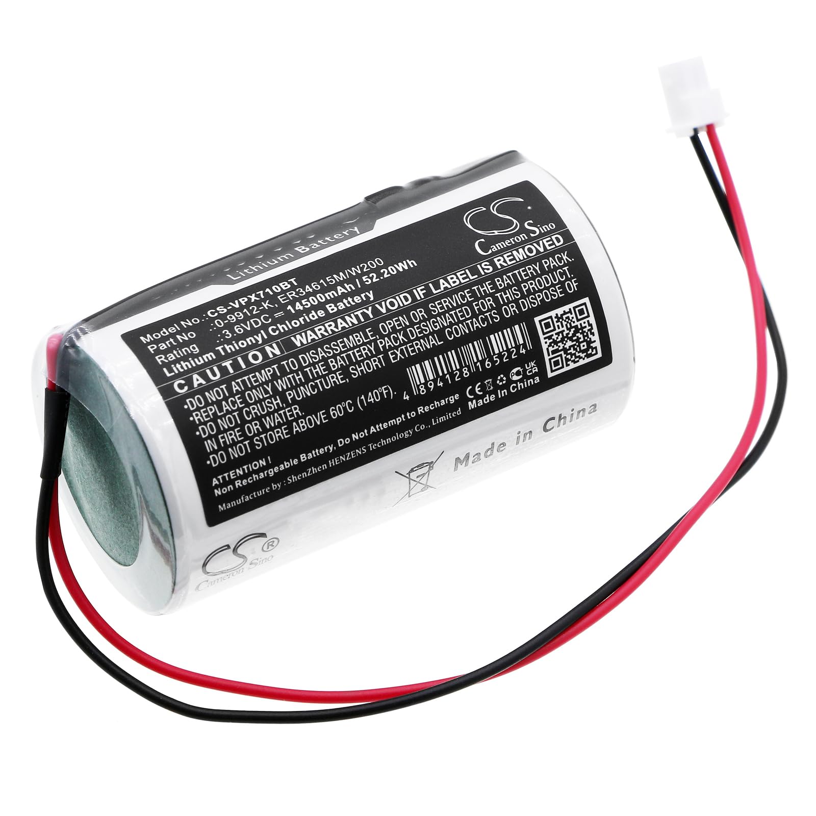 TECHTEK Batteries Compatible avec [Visonic] MC-S710, MC-S720, MCS-730 remplace 0-9912-K, pour ER34615M/W200 FBA, Noir