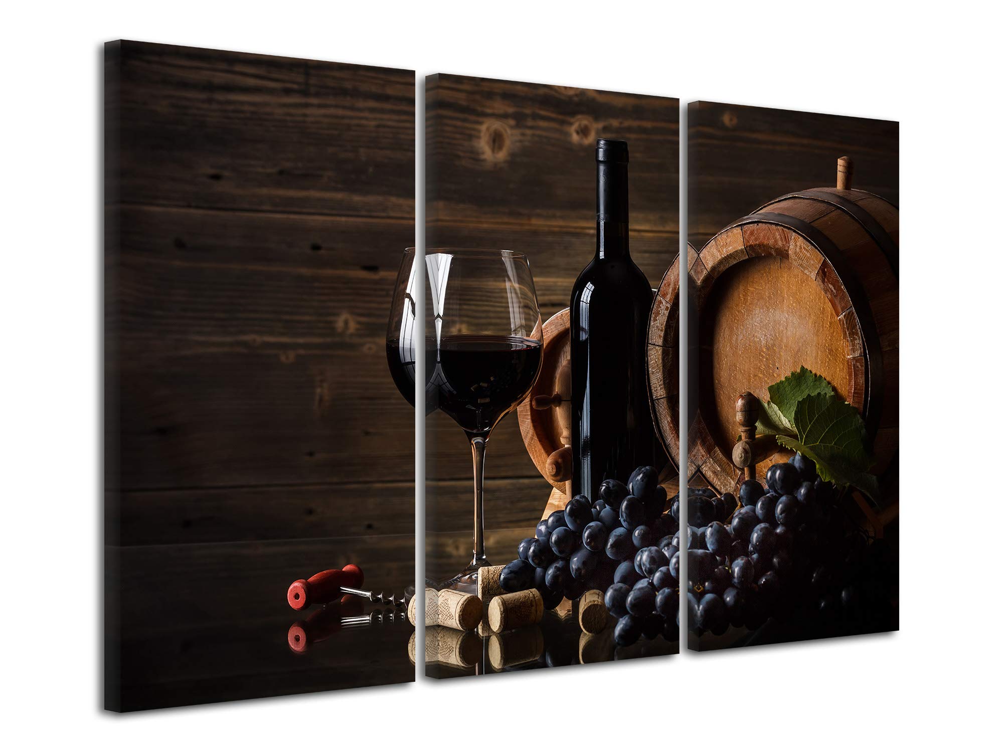 DECLINA - Quadro decorativo da parete per soggiorno, moderno, cornici decorative da parete, trittico, design cantina di vino, 120 x 80 cm, colore: Marrone