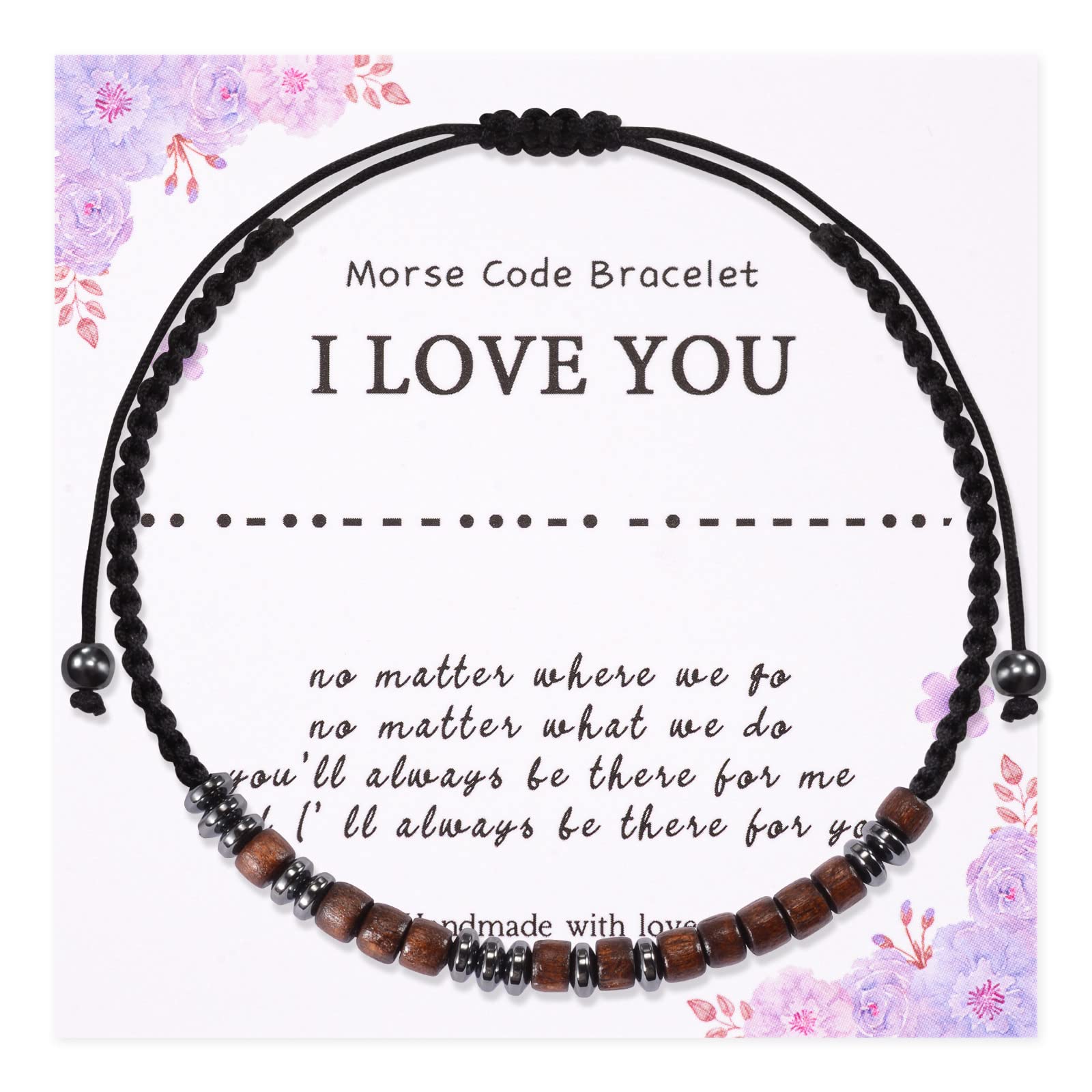 MANVENMorse Code Bracelet I Love You for Couple Son Mum Adjustable Handmade Gift for Boyfriend Girlfriend Son Mum Best Friend Valentines Day Birthday Mothers Day
