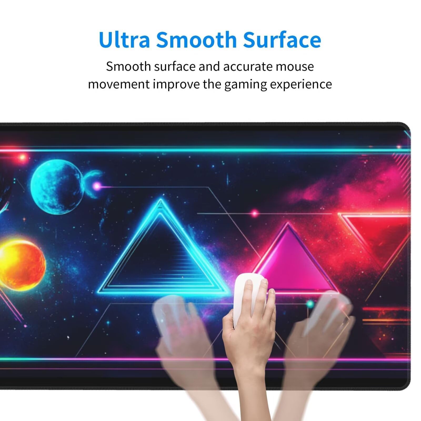 Tapis de Souris Gamer XXL, Triangle de Couleurs 1000x500mm Tapis Souris Gaming Grand, Mouse Pad Base Antidérapante Tapis de Souris à Bords Cousus, Améliore précision et la Vitesse, pour Bureau L-2484