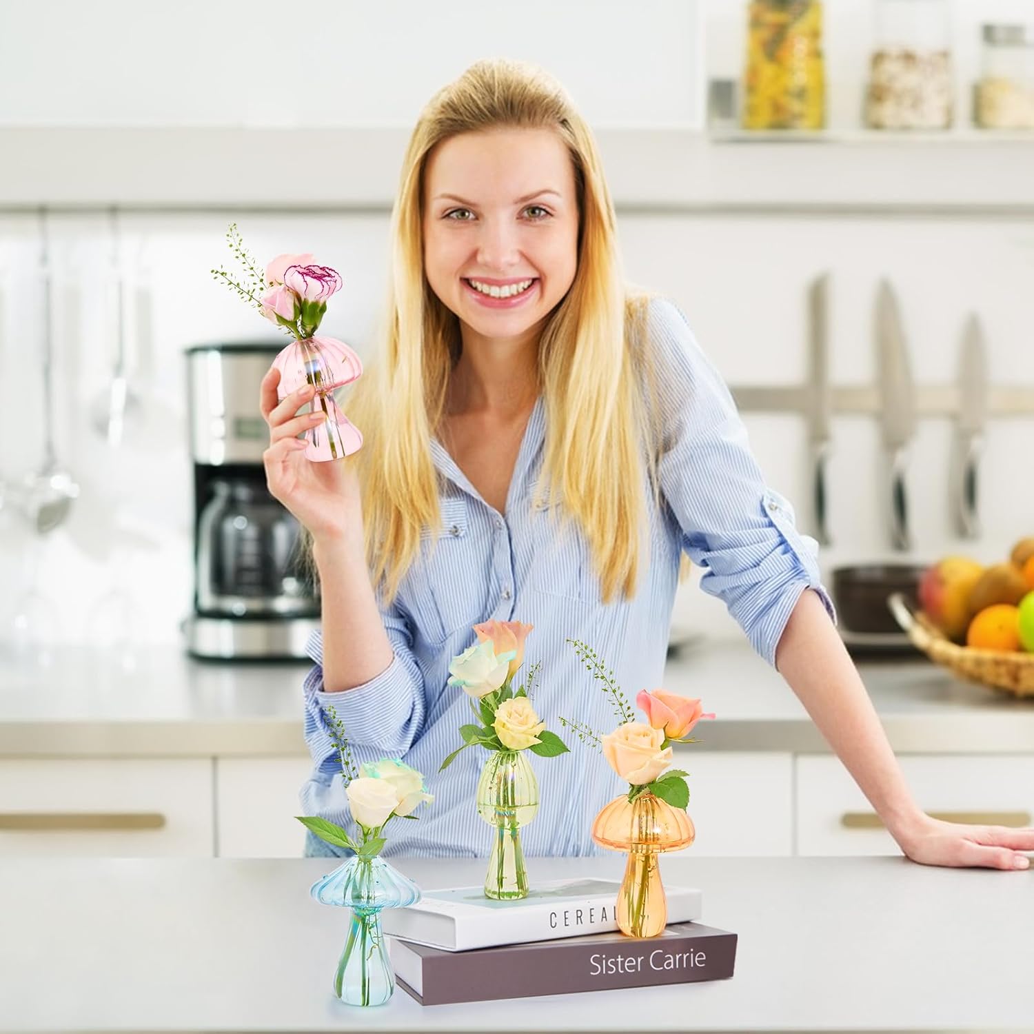 XXXFLOWER Plant Terrarium Wooden Stand 2 Love Bulb Vase+Glass Mushroom Propagation Planter