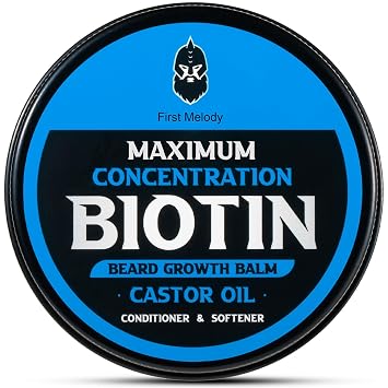 First Melody Beard Balm, Maximum Concentration Biotin, with Castor Oil and Argan & Jojoba Oils, Promotes Beard Growth, Styles, Strengthens & Softens Beards & Mustaches, 2 Ounce,Cedar