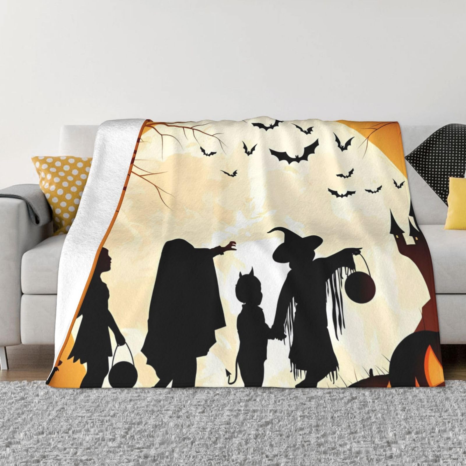 Couverture chaude anti-boulochage Halloween pour lit douillet